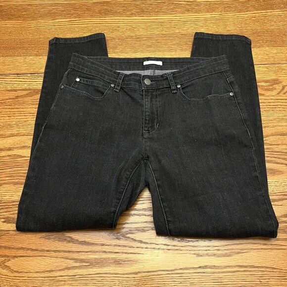 EILEEN FISHER BLACK ORGANIC COTTON STRETCH SKINNY JEANS SIZE 6 - Picture 1 of 5